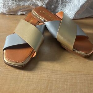 Stylish Gold and Silver Women's Sandals